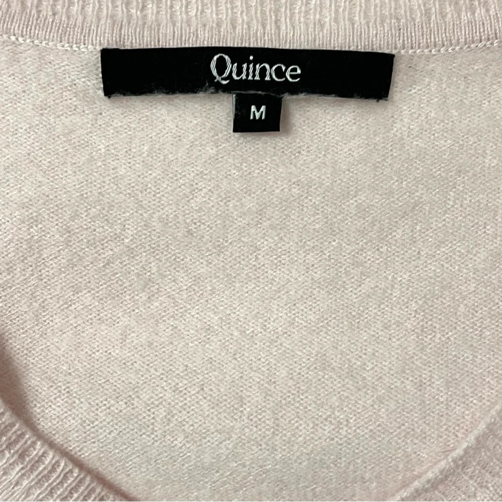 Quince 100% Cashmere V-Neck Sweater Blush Pink Soft Lightweight Knit Medium M - Picture 6 of 7